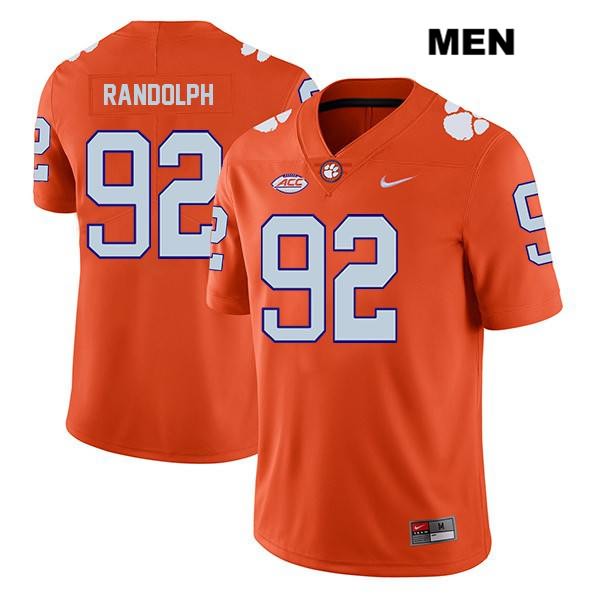 Men's Clemson Tigers #92 Klayton Randolph Stitched Orange Legend Authentic Nike NCAA College Football Jersey LRJ1446QX